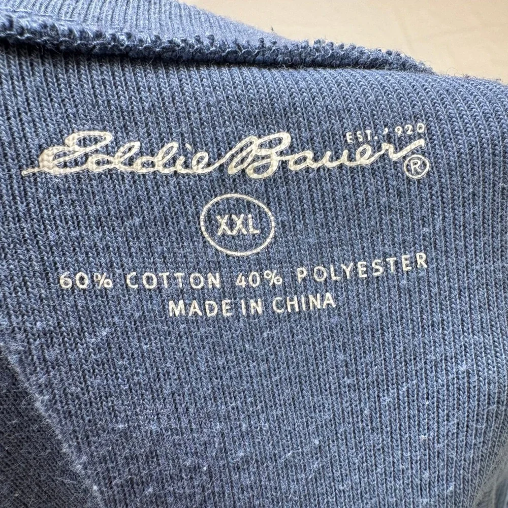 Eddie Bauer Mens XXL Blue Long‎ Sleeve Crewneck Raglan Sweatshirt Pullover - Picture 5 of 7